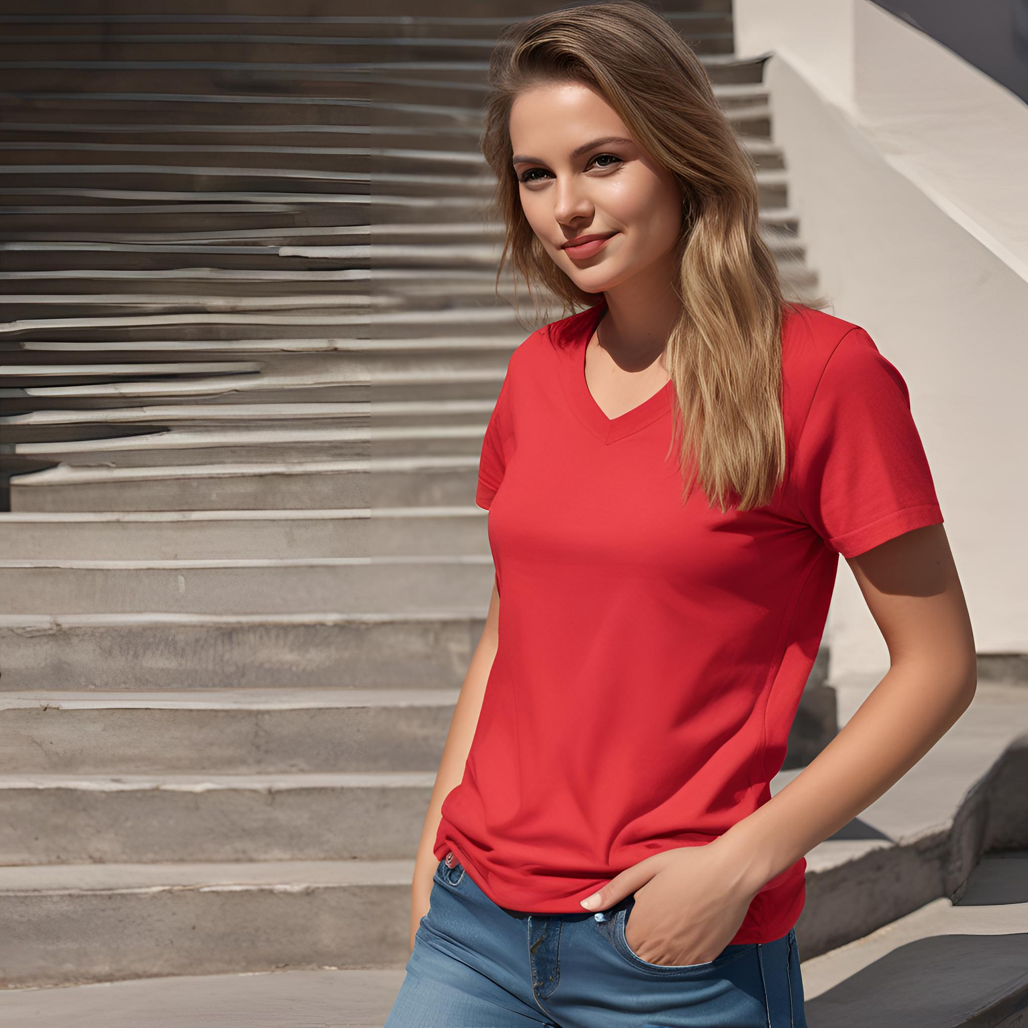 Damen T-Shirt V-Neck - Frischewirkung